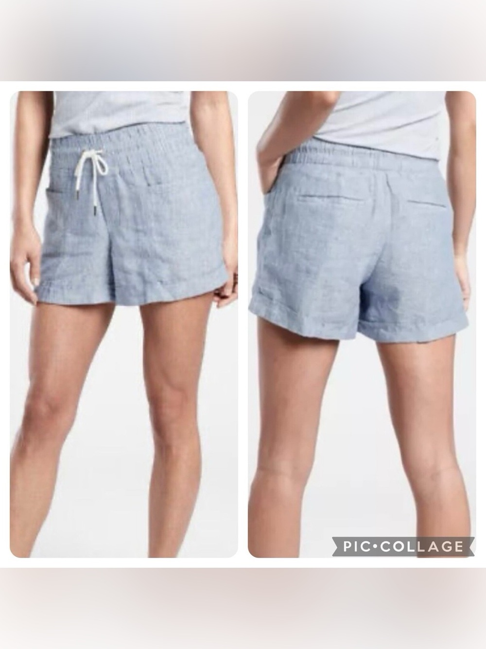 Athleta Chambray Cabo Linen 4” Shorts NWT
